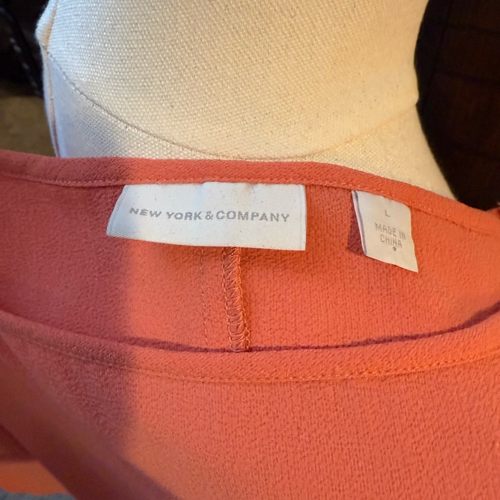 New York & Company Peach Blouse with Tie Sleeves - Picture 4 of 4